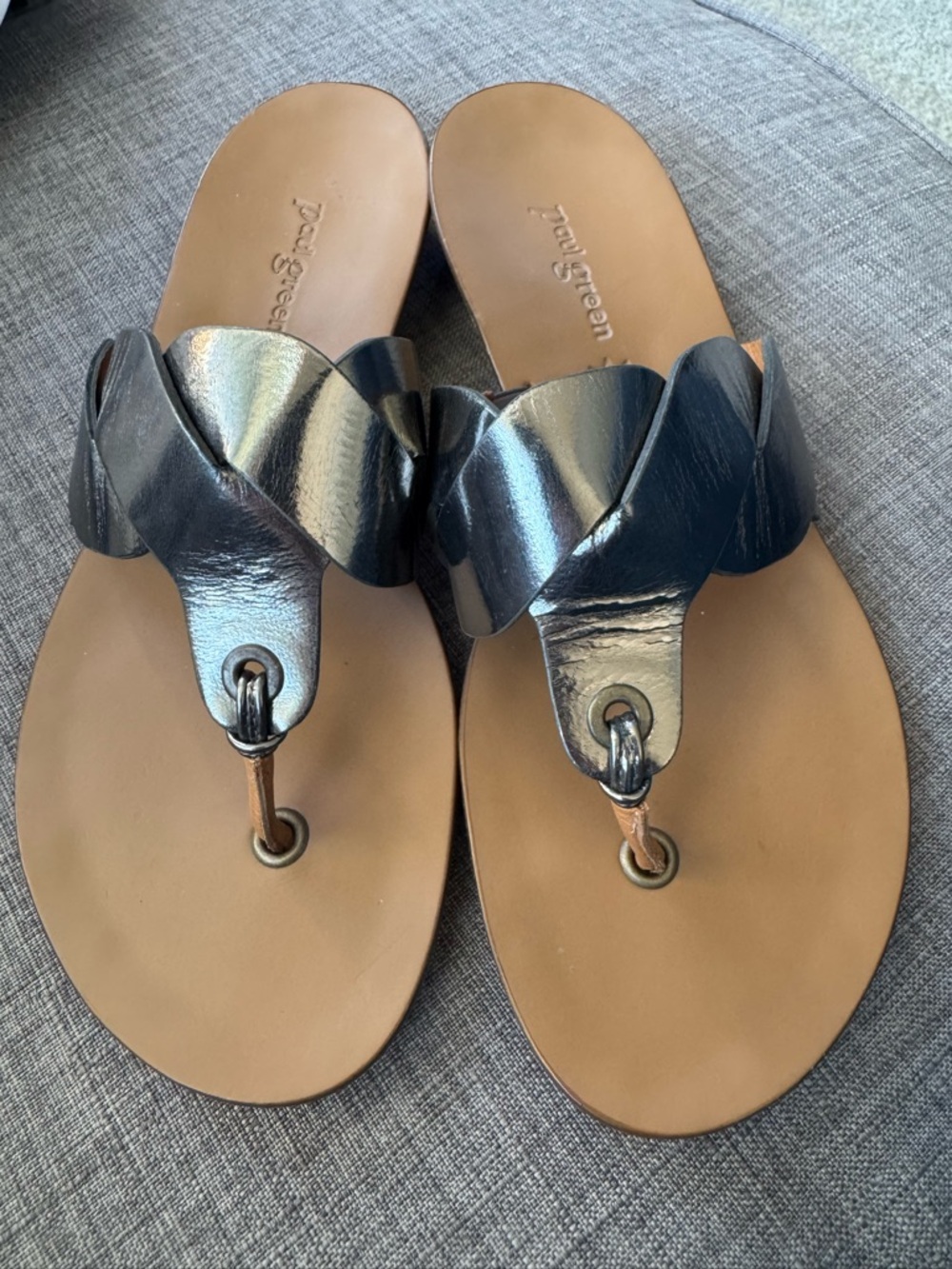 Paul Green Metallic Leather Slide Sandal Sz UK 5 US 7 1/2